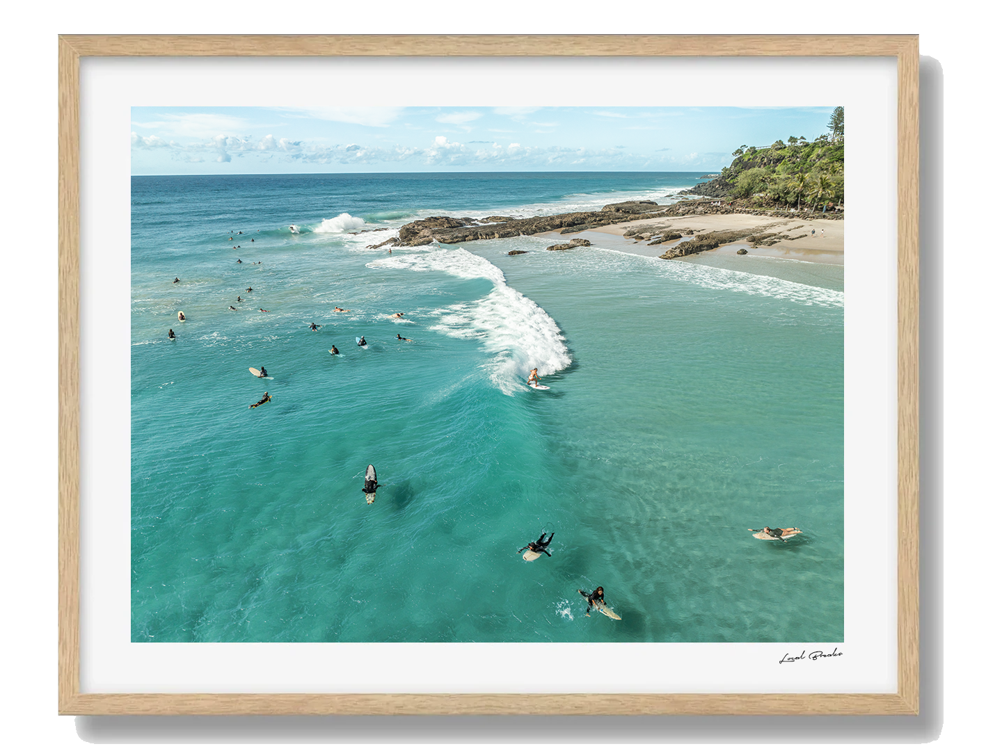 Snapper Rocks Art Print I Framed Oak